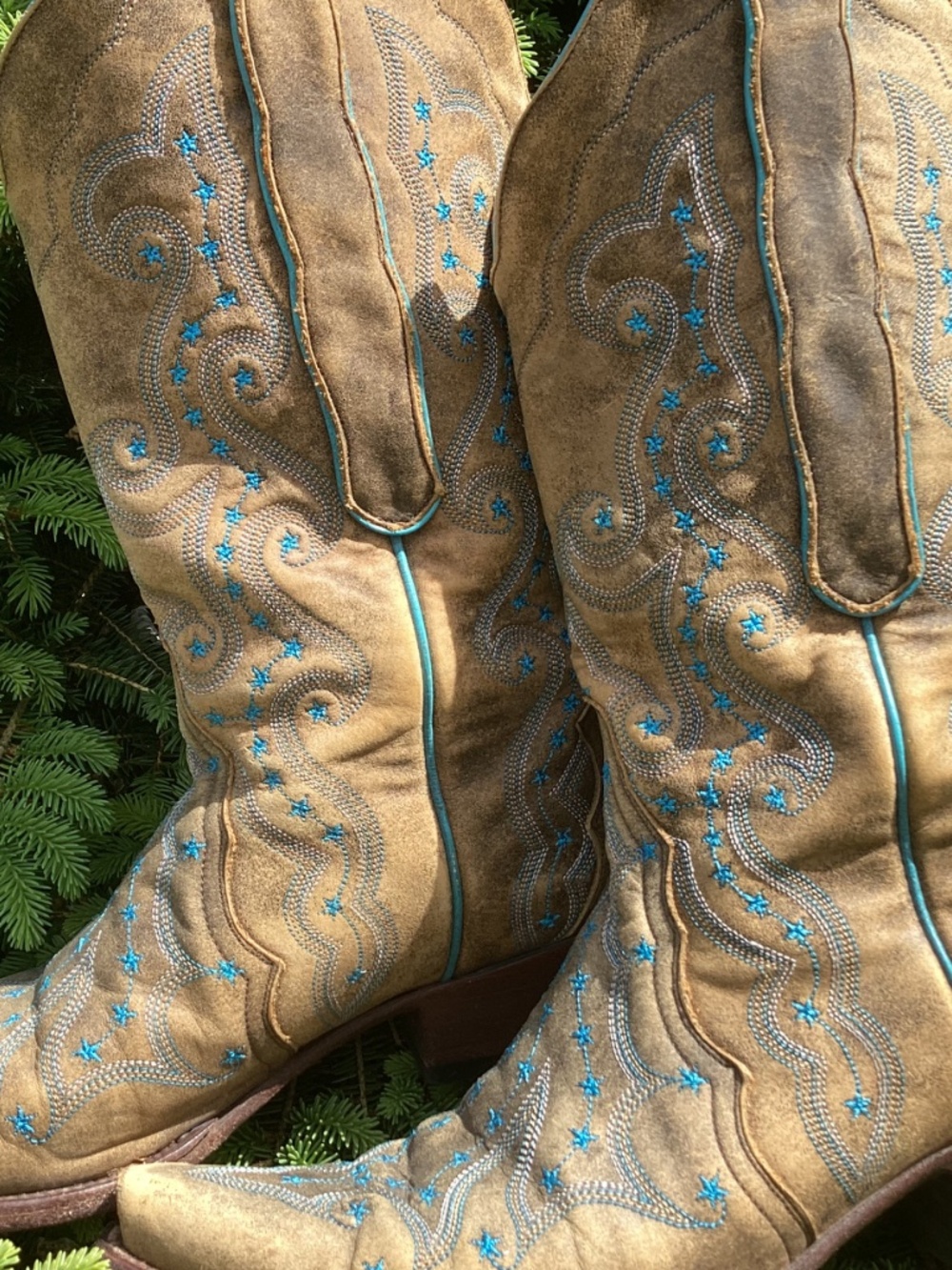 Old Gringo Outstanding Unique Small Blue Star Detailed Distressed Cowgirl Boots - Picture 2 of 16